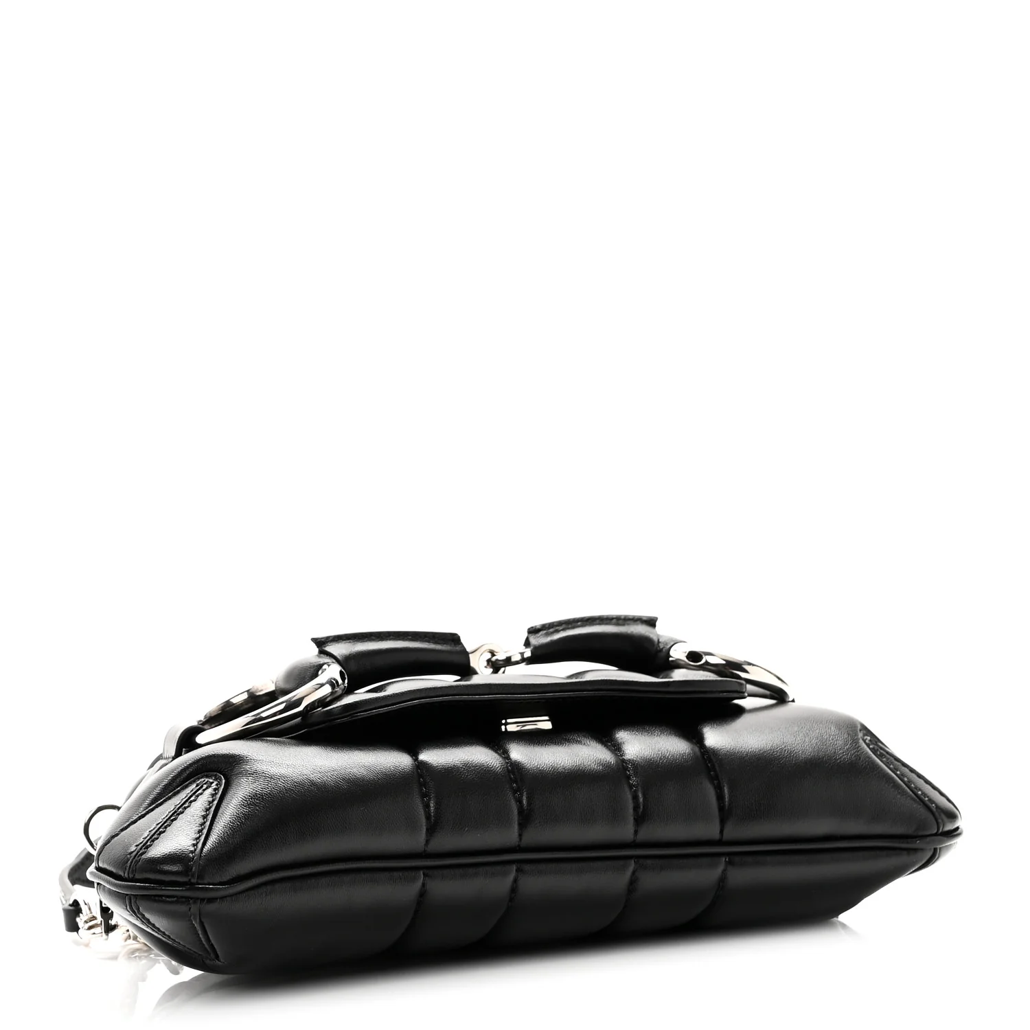 Nappa Vertical Matelasse Small Maxi Horsebit Chain Shoulder Bag Black - Image 4