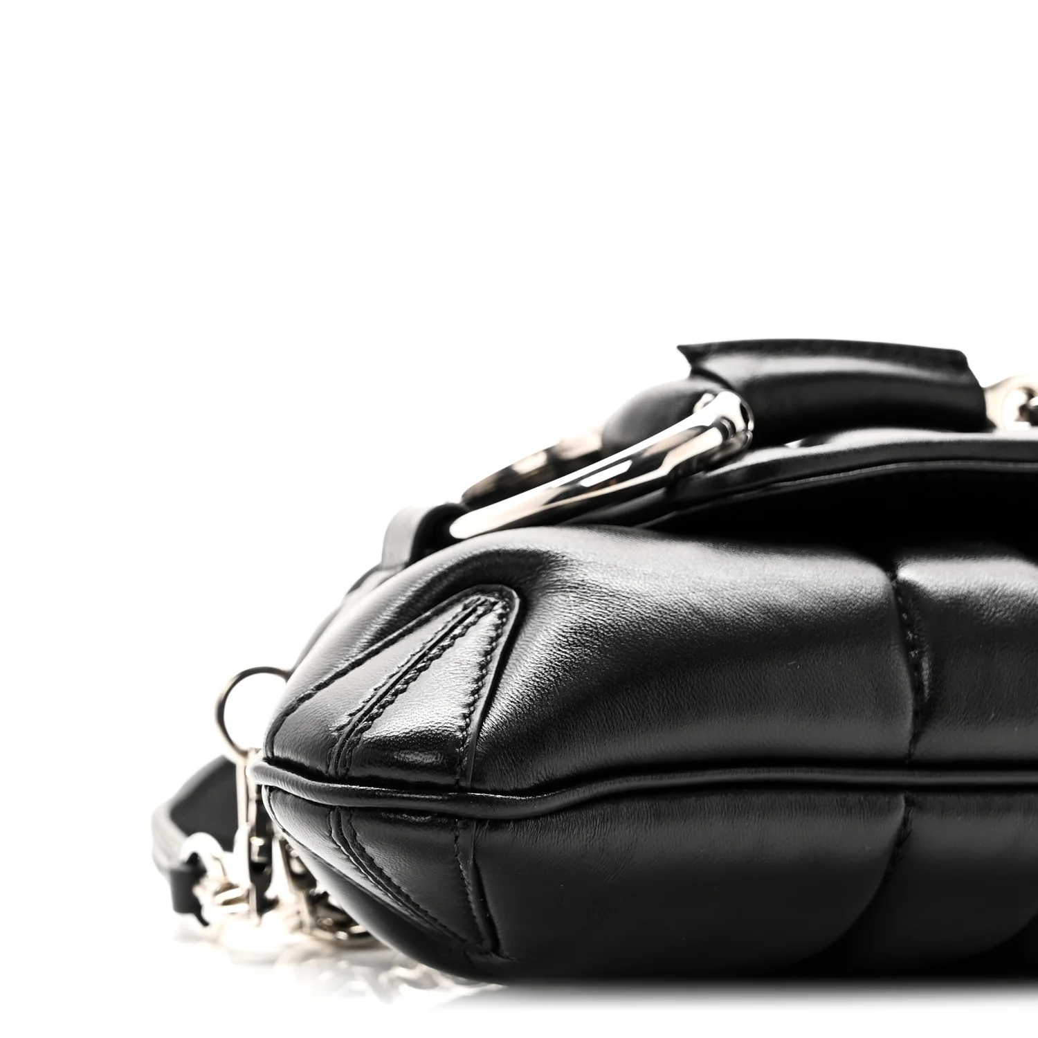 Nappa Vertical Matelasse Small Maxi Horsebit Chain Shoulder Bag Black - Image 9