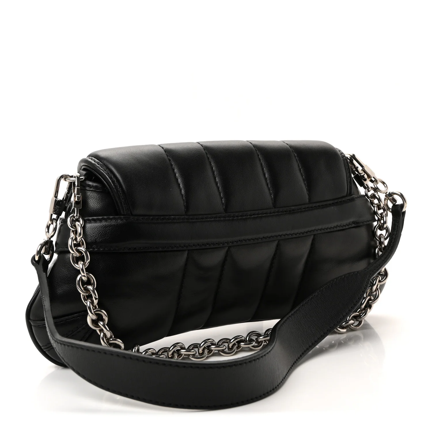 Nappa Vertical Matelasse Small Maxi Horsebit Chain Shoulder Bag Black - Image 3