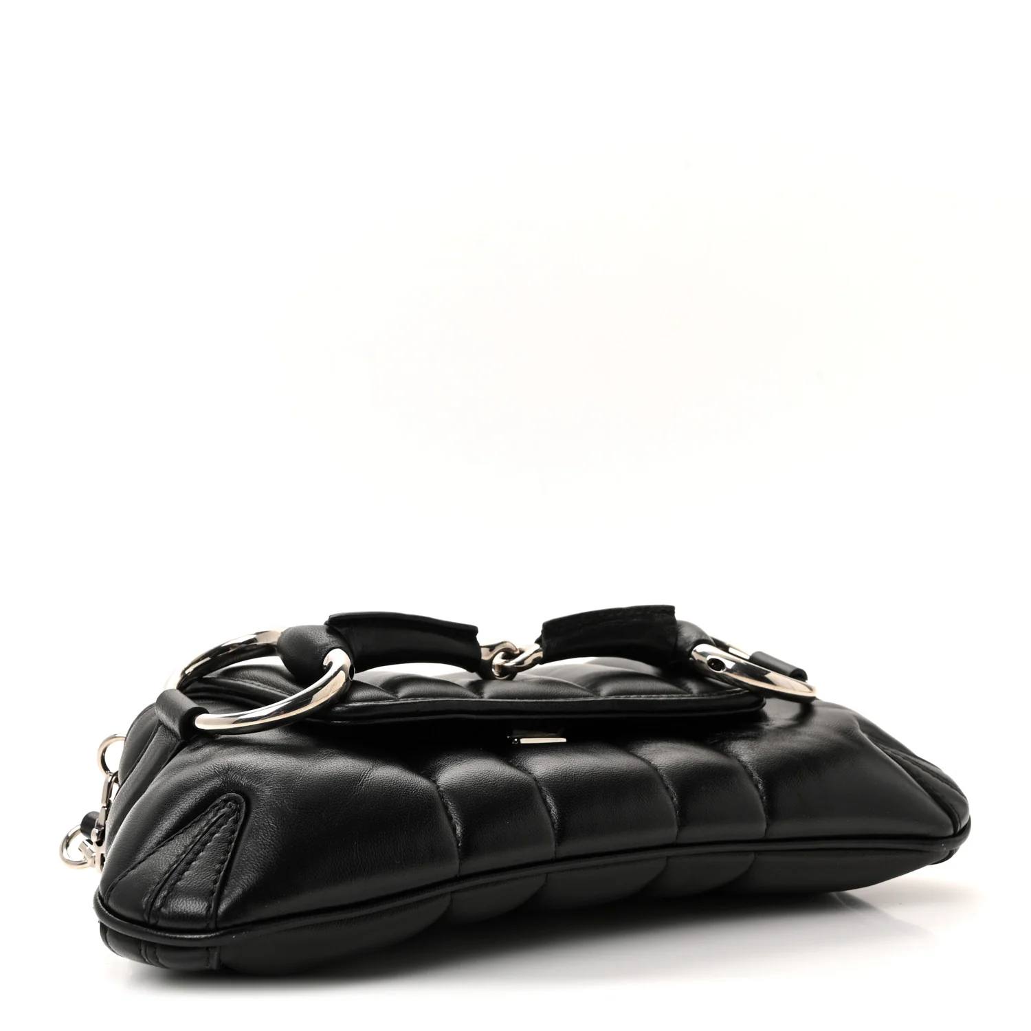 Nappa Vertical Matelasse Small Maxi Horsebit Chain Shoulder Bag Black - Image 4