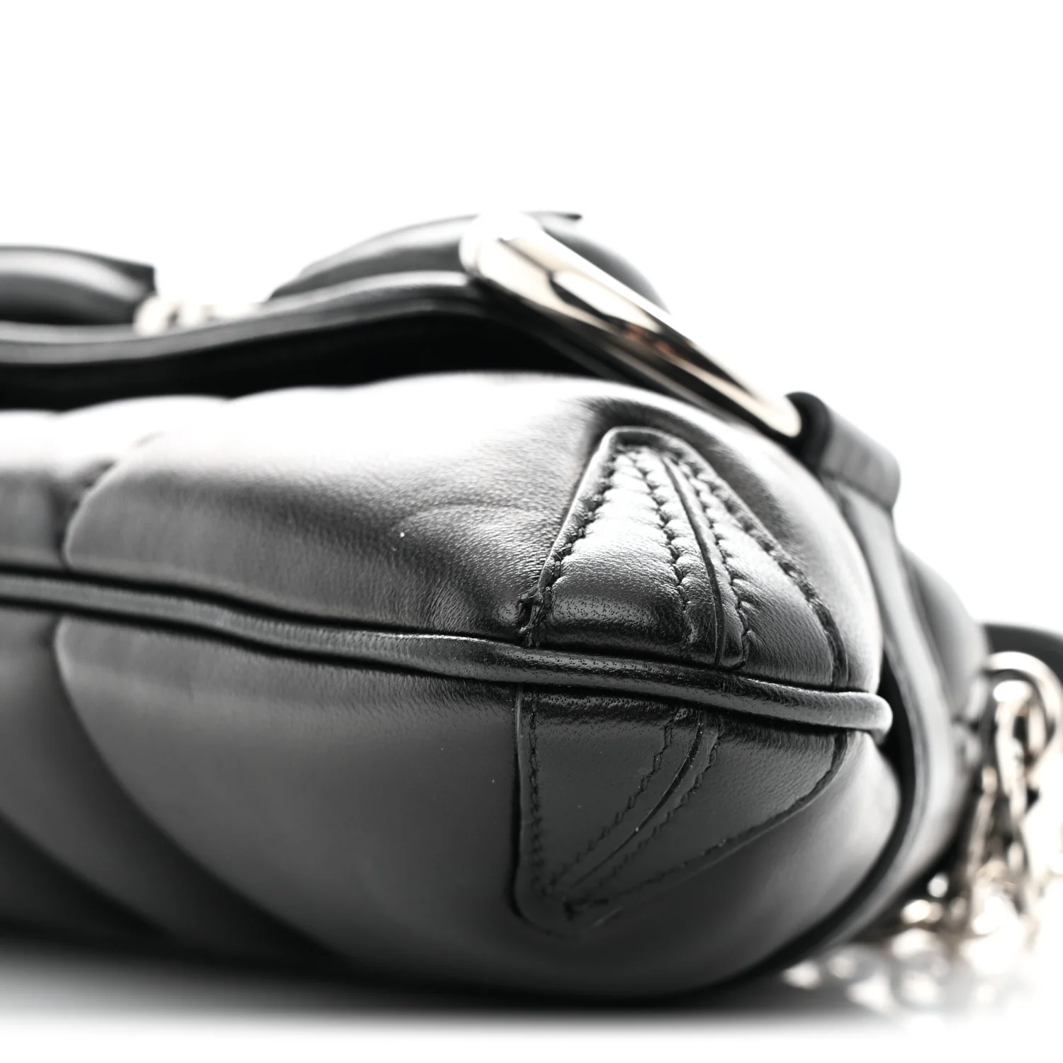 Nappa Vertical Matelasse Small Maxi Horsebit Chain Shoulder Bag Black - Image 10