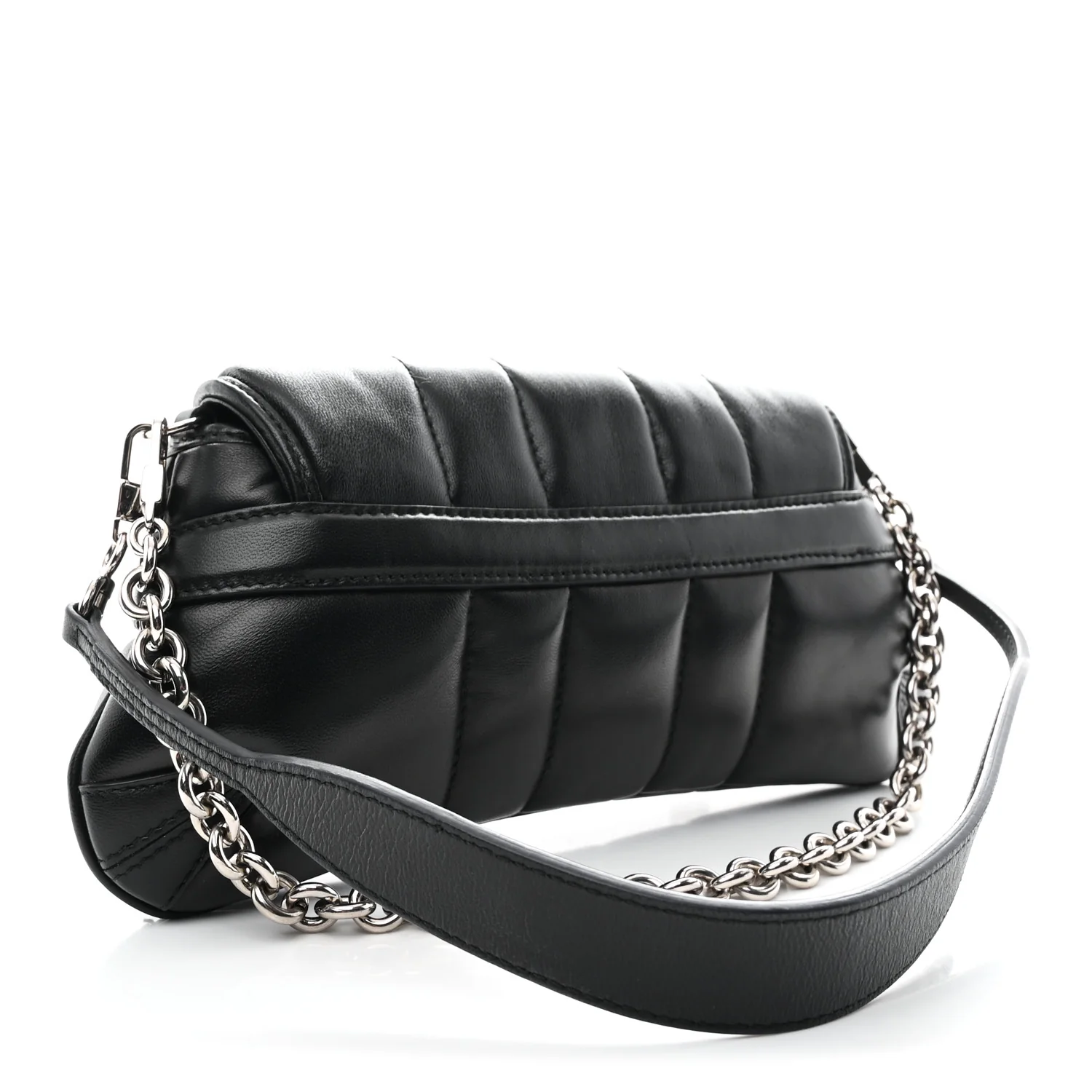 Nappa Vertical Matelasse Small Maxi Horsebit Chain Shoulder Bag Black - Image 3