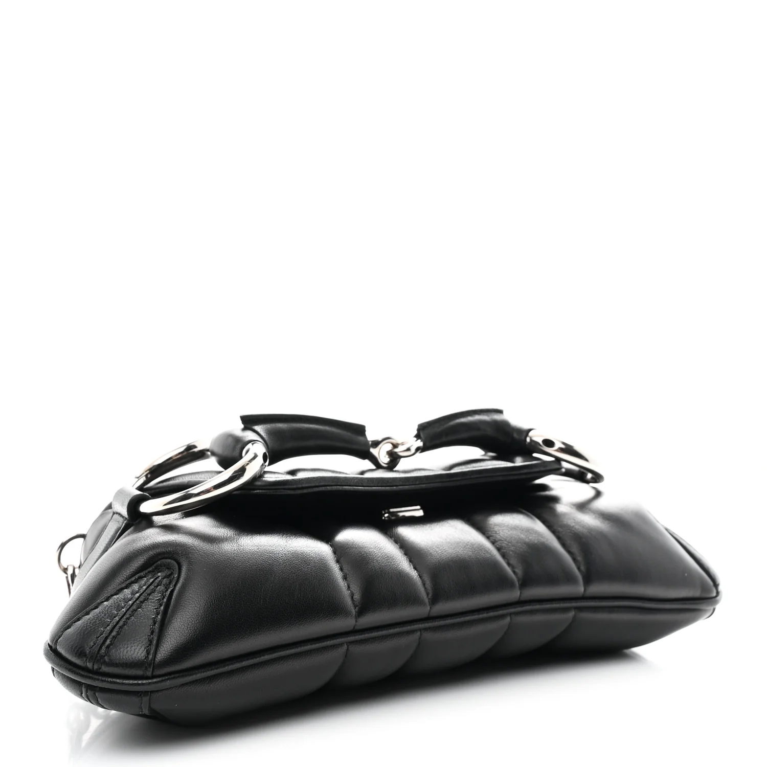 Nappa Vertical Matelasse Small Maxi Horsebit Chain Shoulder Bag Black - Image 4