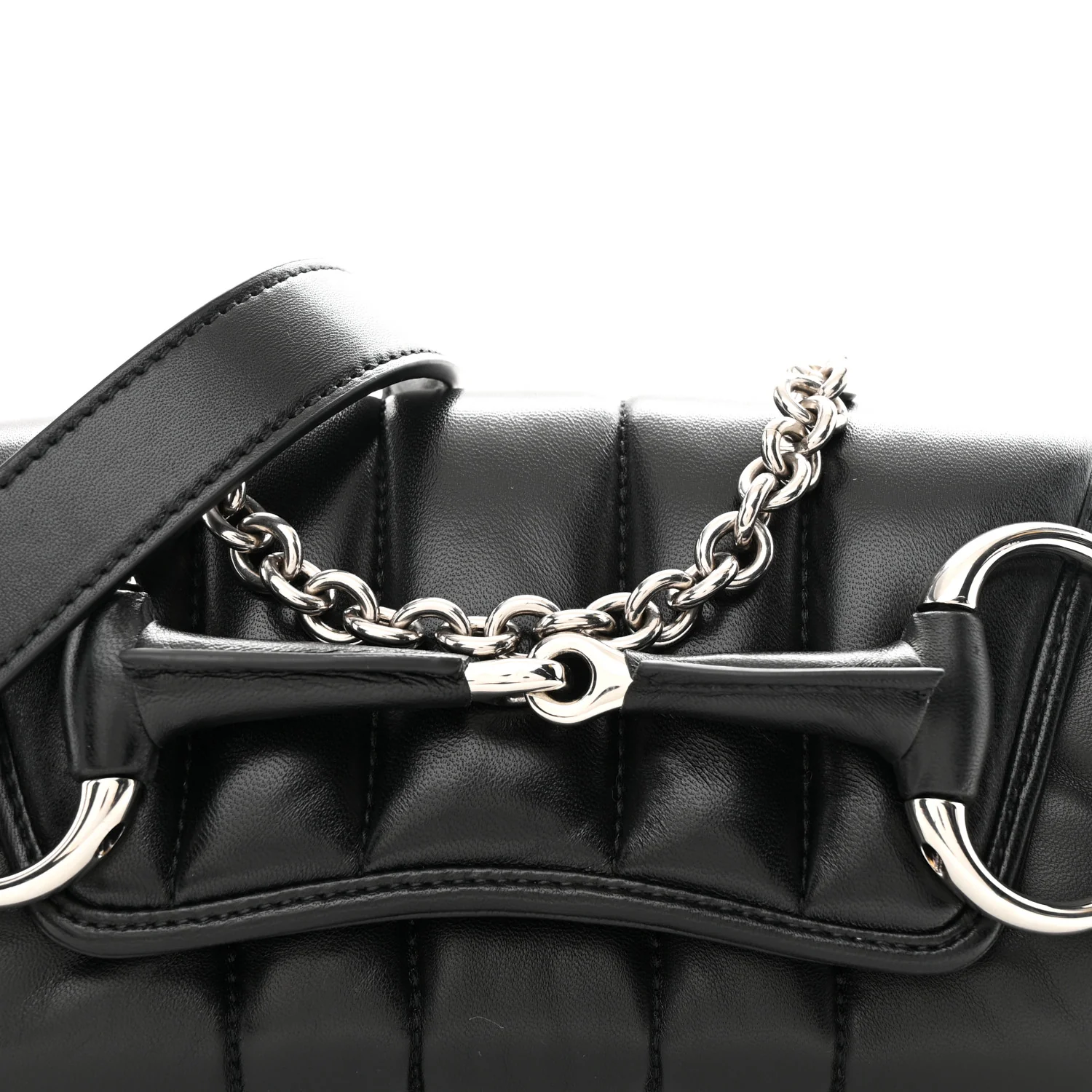 Nappa Vertical Matelasse Small Maxi Horsebit Chain Shoulder Bag Black - Image 14