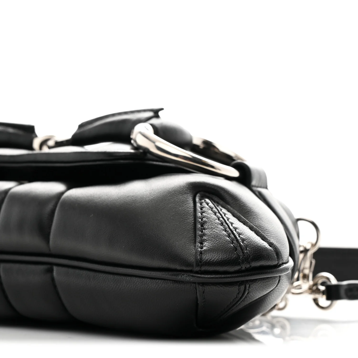 Nappa Vertical Matelasse Small Maxi Horsebit Chain Shoulder Bag Black - Image 18