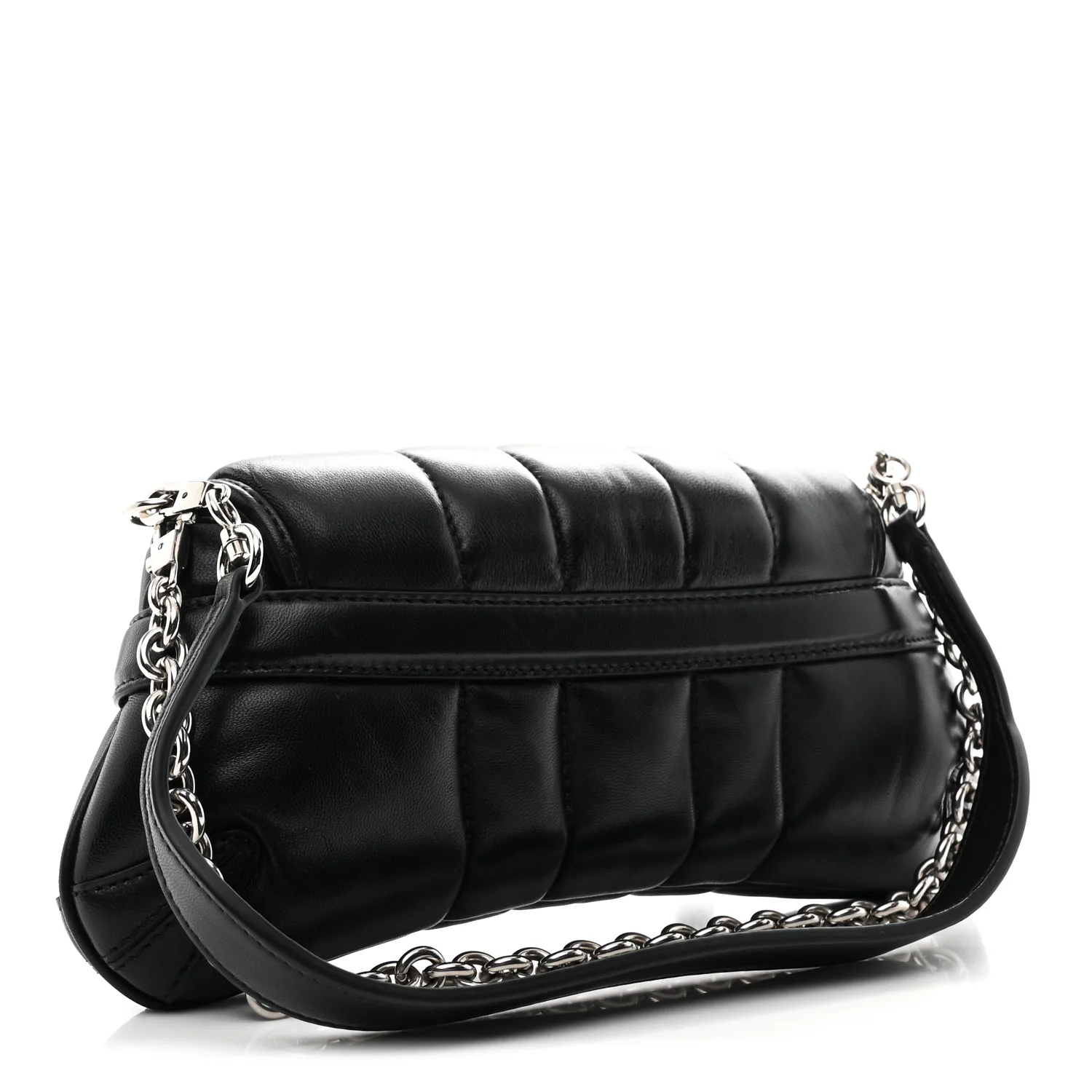 Nappa Vertical Matelasse Small Maxi Horsebit Chain Shoulder Bag Black - Image 4