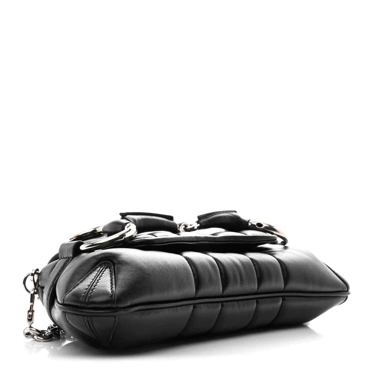 Nappa Vertical Matelasse Small Maxi Horsebit Chain Shoulder Bag Black - Image 7