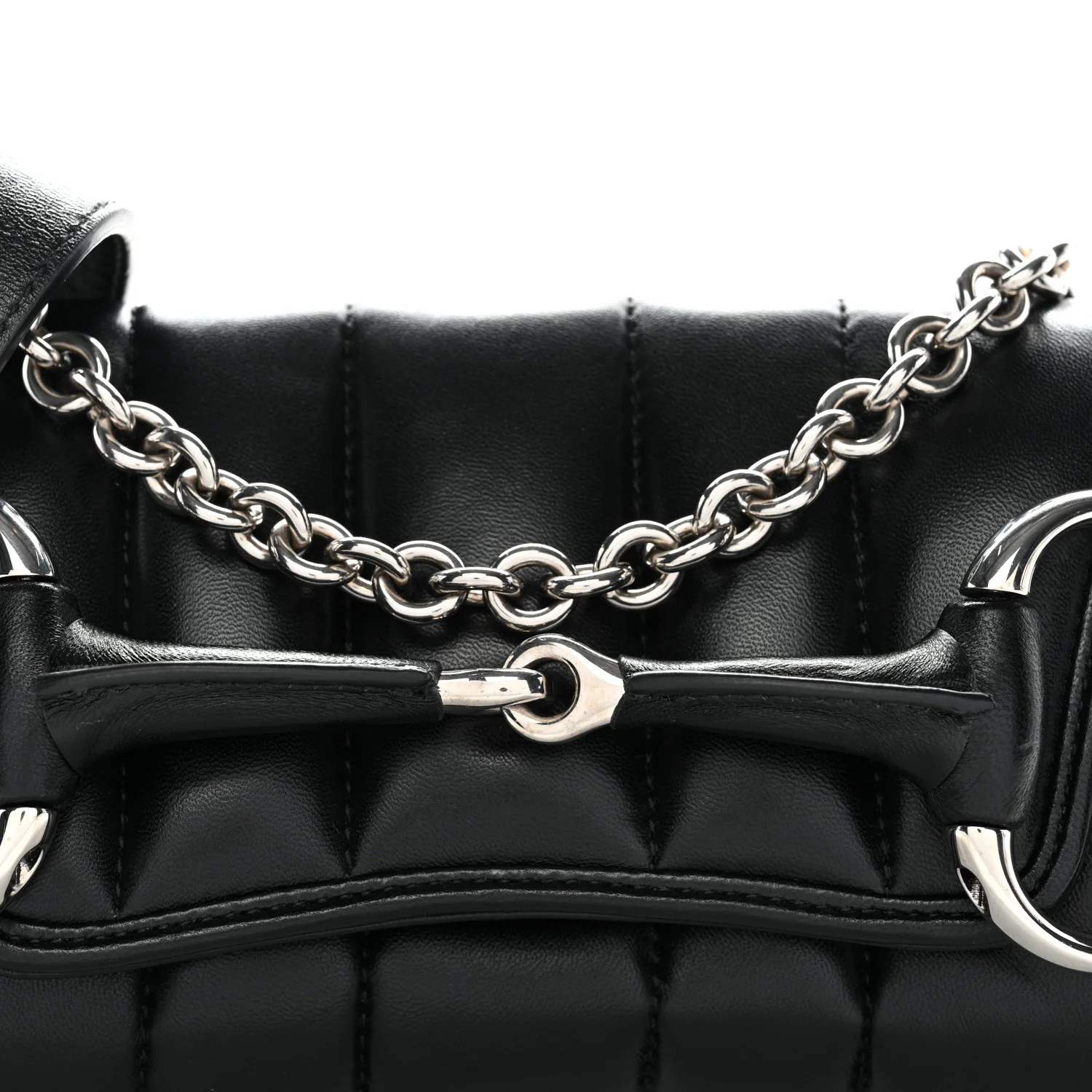 Nappa Vertical Matelasse Small Maxi Horsebit Chain Shoulder Bag Black - Image 8