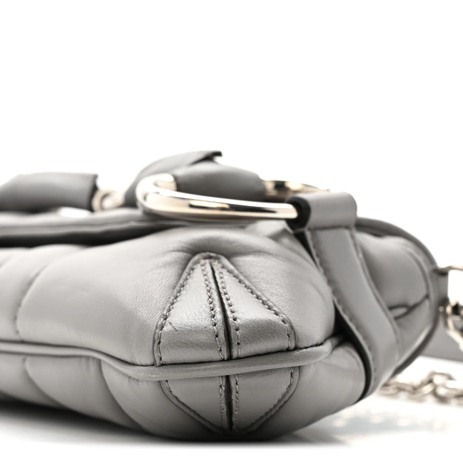 Nappa Vertical Matelasse Small Maxi Horsebit Chain Shoulder Bag Gray - Image 10