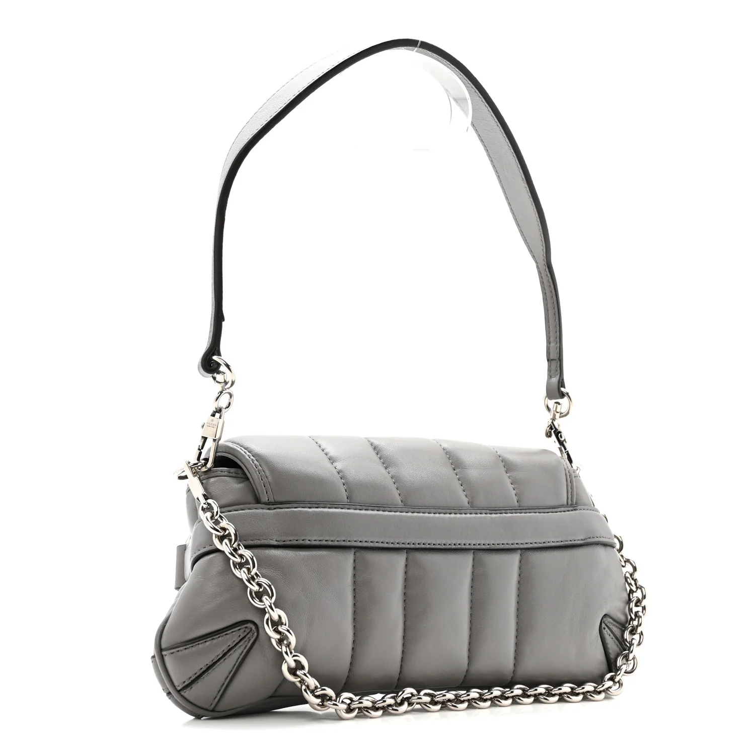 Nappa Vertical Matelasse Small Maxi Horsebit Chain Shoulder Bag Gray - Image 3