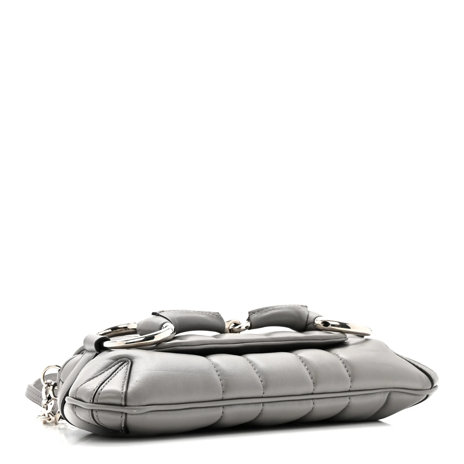 Nappa Vertical Matelasse Small Maxi Horsebit Chain Shoulder Bag Gray - Image 4