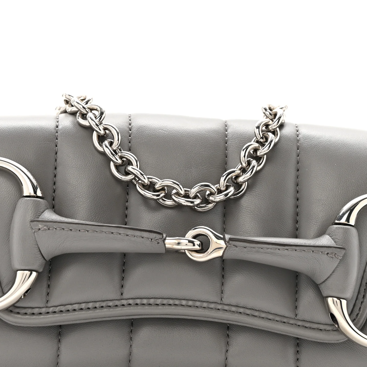 Nappa Vertical Matelasse Small Maxi Horsebit Chain Shoulder Bag Gray - Image 8