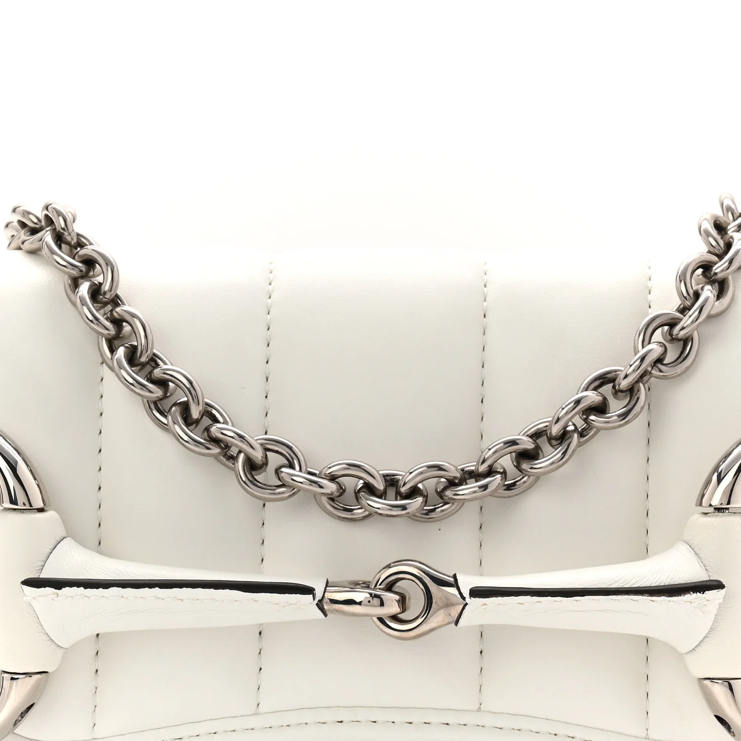 Nappa Vertical Matelasse Small Maxi Horsebit Chain Shoulder Bag Great White - Image 14