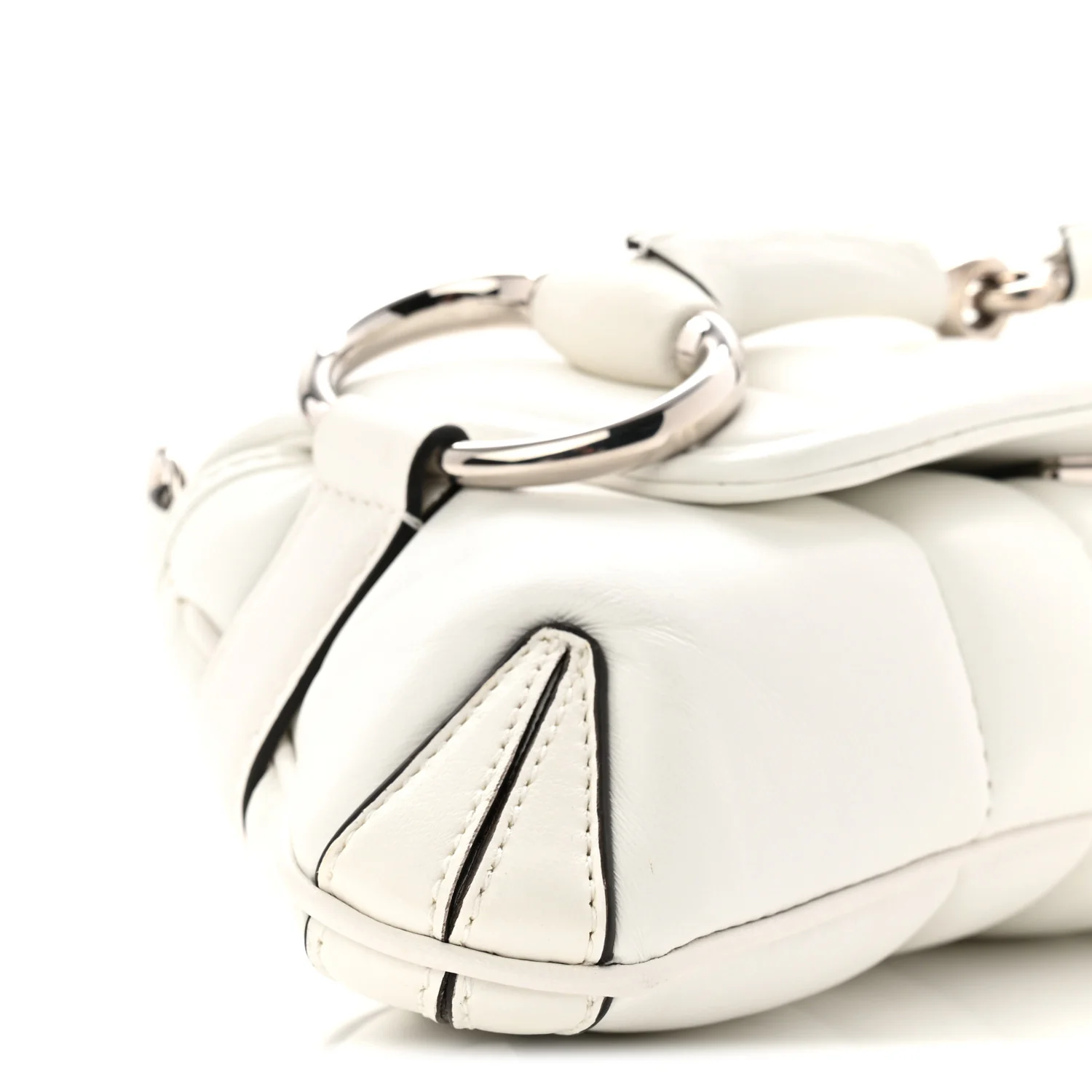 Nappa Vertical Matelasse Small Maxi Horsebit Chain Shoulder Bag Great White - Image 16