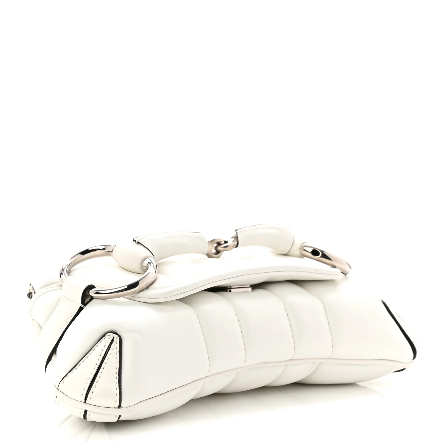 Nappa Vertical Matelasse Small Maxi Horsebit Chain Shoulder Bag Great White - Image 6