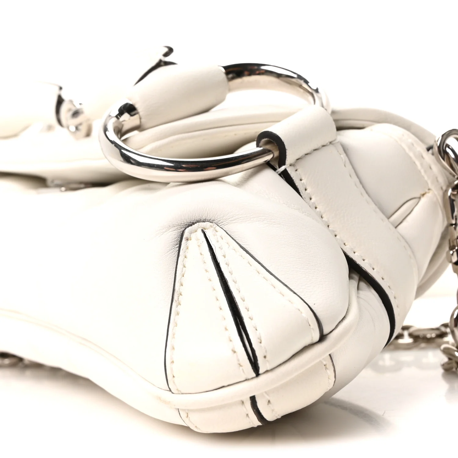 Nappa Vertical Matelasse Small Maxi Horsebit Chain Shoulder Bag Great White - Image 10
