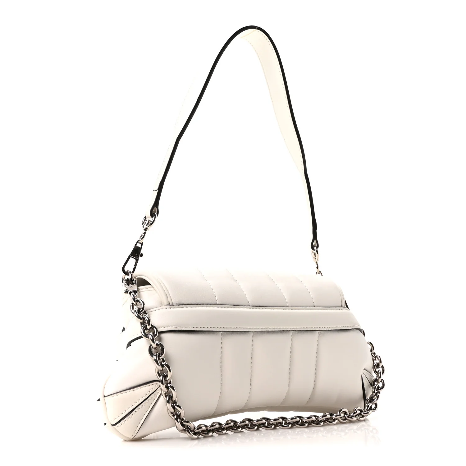 Nappa Vertical Matelasse Small Maxi Horsebit Chain Shoulder Bag Great White - Image 3