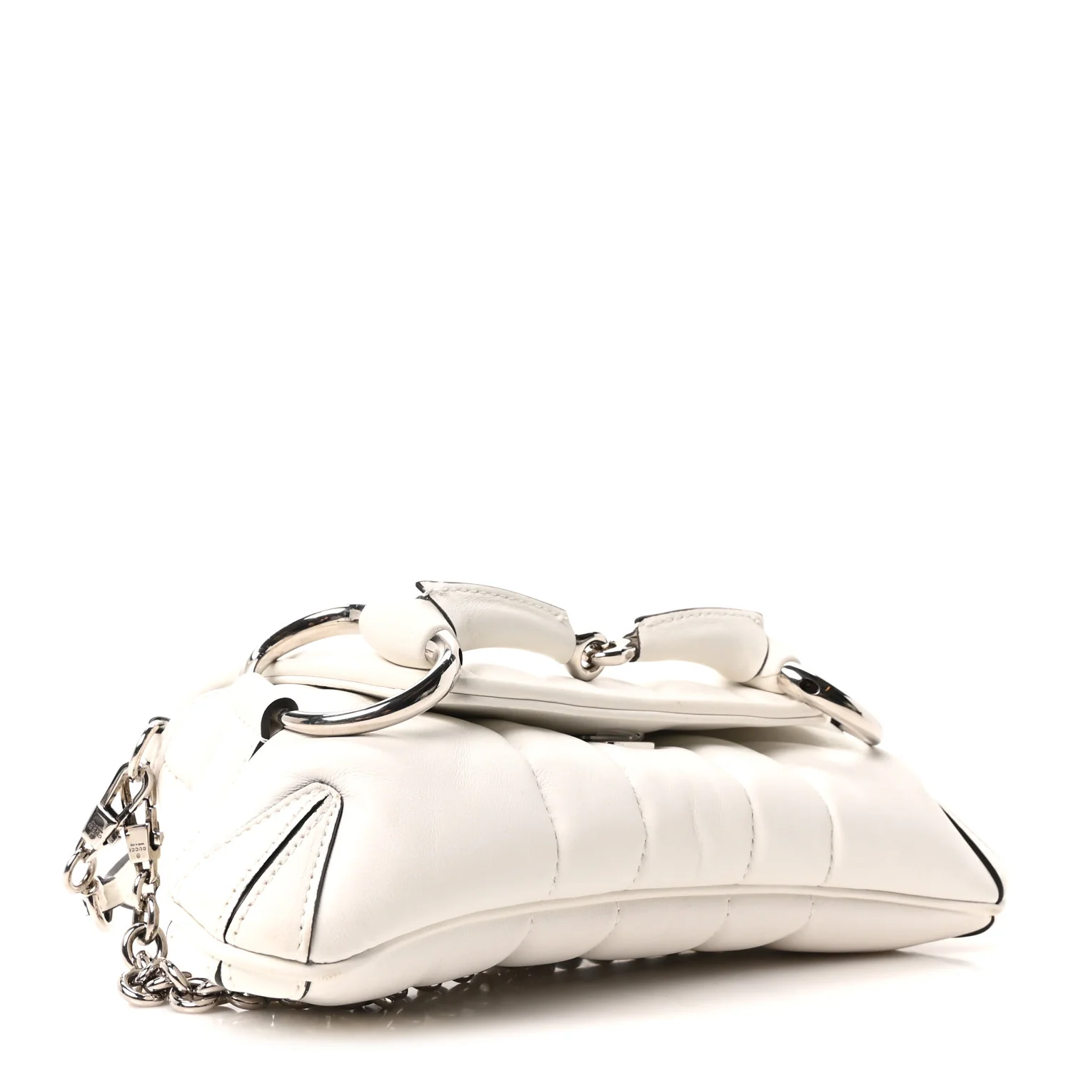 Nappa Vertical Matelasse Small Maxi Horsebit Chain Shoulder Bag Great White - Image 4