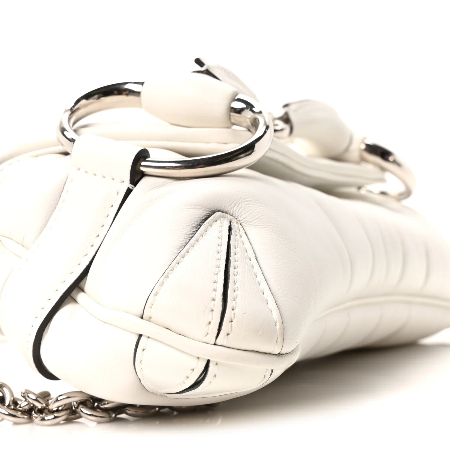 Nappa Vertical Matelasse Small Maxi Horsebit Chain Shoulder Bag Great White - Image 9