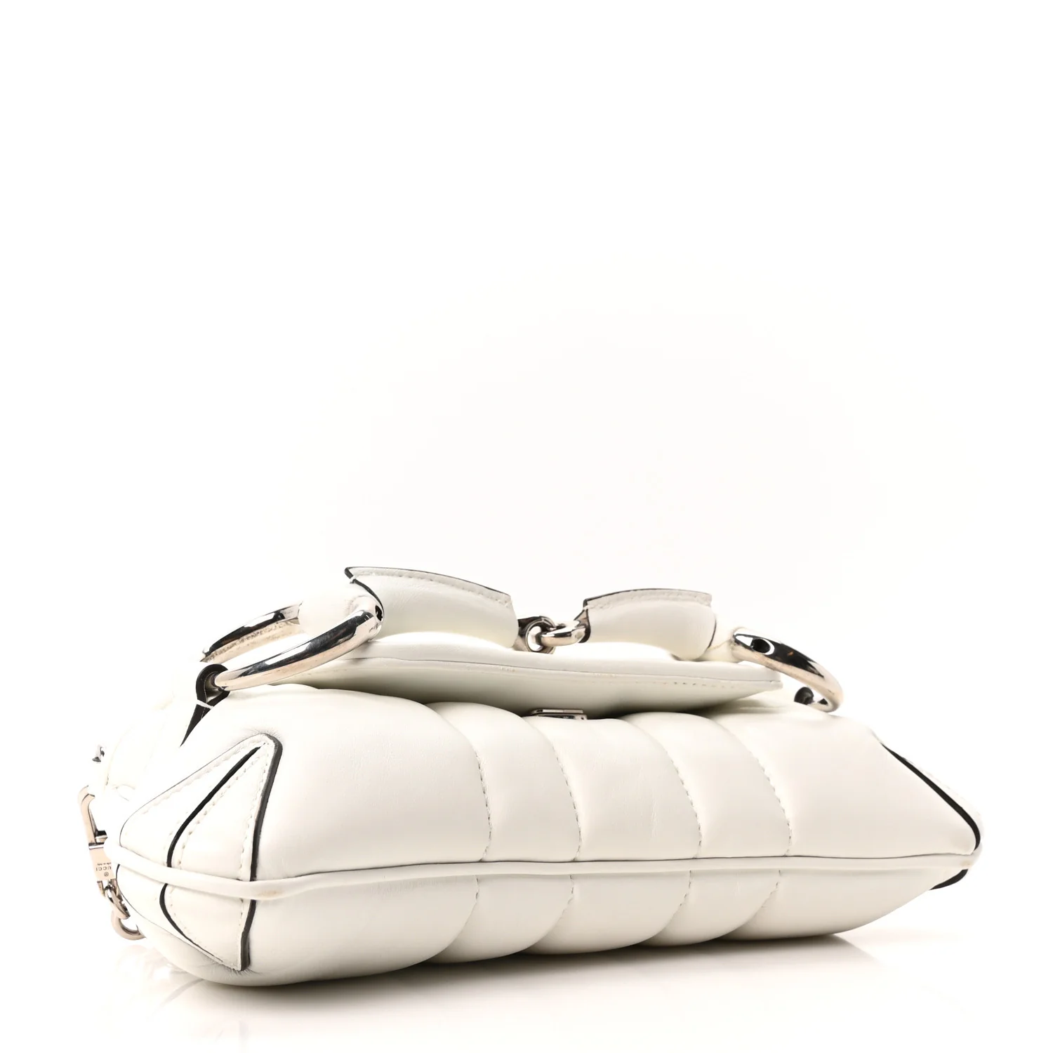 Nappa Vertical Matelasse Small Maxi Horsebit Chain Shoulder Bag Great White - Image 4