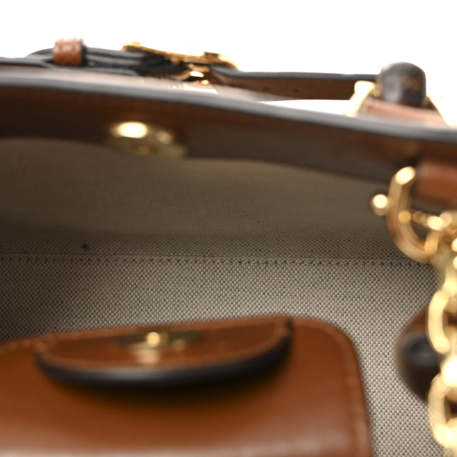 New Canvas Charisma Calfskin Crystal GG Monogram Mini Diana Tote Bag Camel Ebony - Image 5
