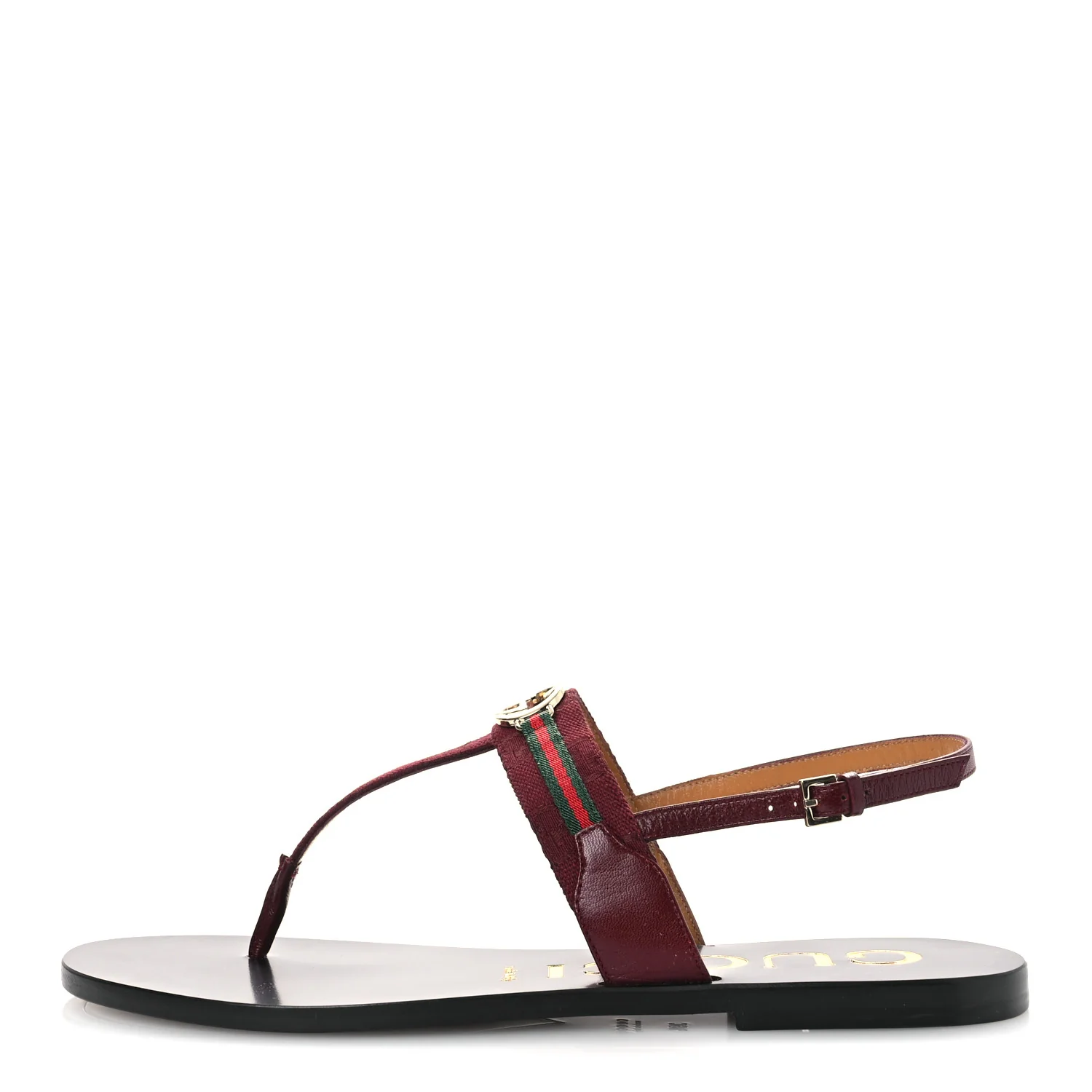 New Canvas GG Malaga Kid Web Interlocking G Womens Thong Sandals 39.5 Rosso Ancora