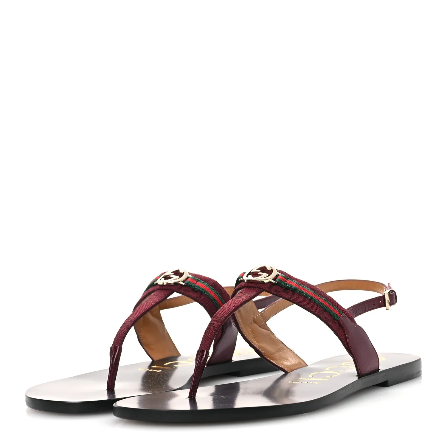 New Canvas GG Malaga Kid Web Interlocking G Womens Thong Sandals 39.5 Rosso Ancora - Image 4