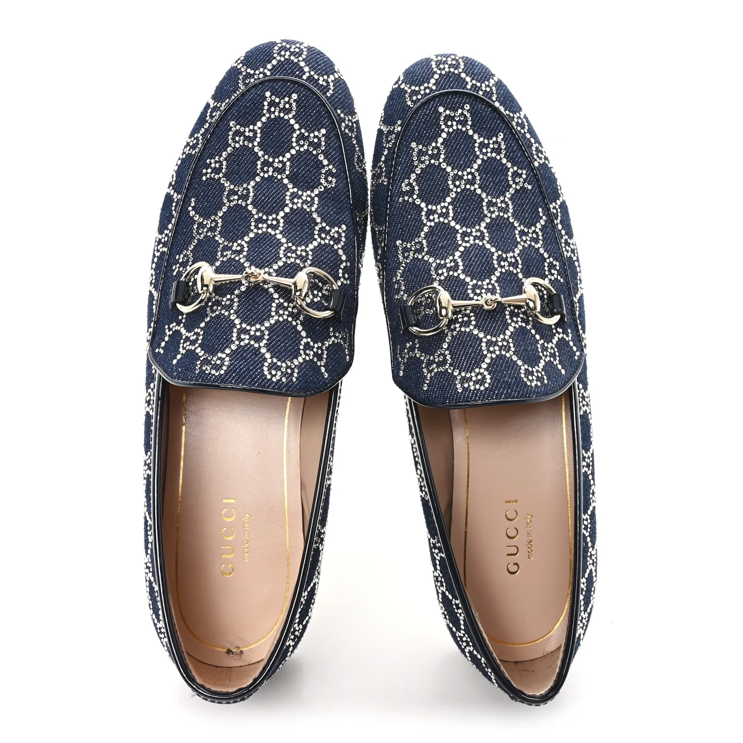 New Denim Crystal GG Monogram Womens 1953 Horsebit Jordaan Loafer 36 Blue - Image 2