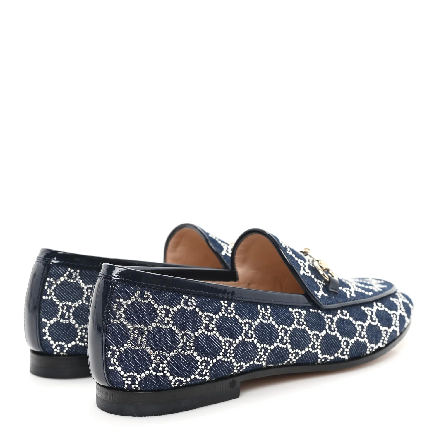New Denim Crystal GG Monogram Womens 1953 Horsebit Jordaan Loafer 36 Blue - Image 5