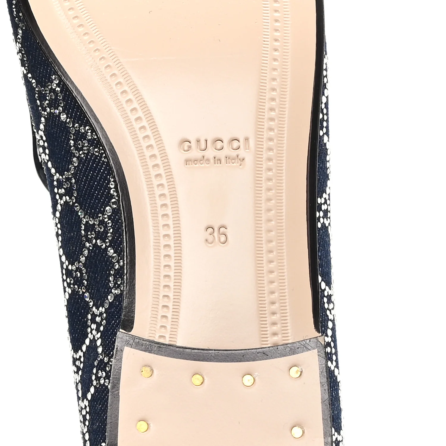 New Denim Crystal GG Monogram Womens 1953 Horsebit Jordaan Loafer 36 Blue - Image 7