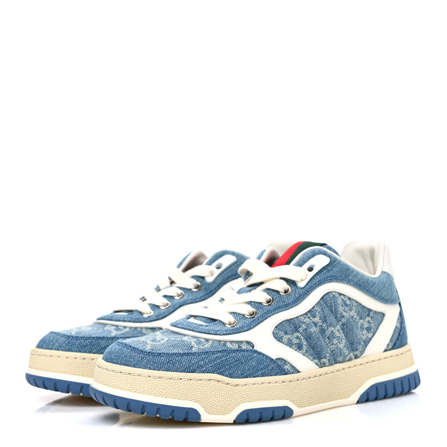 New Denim Delave GG Monogram Womens Re-Web Sneakers 36 Light Blue Royale - Image 4