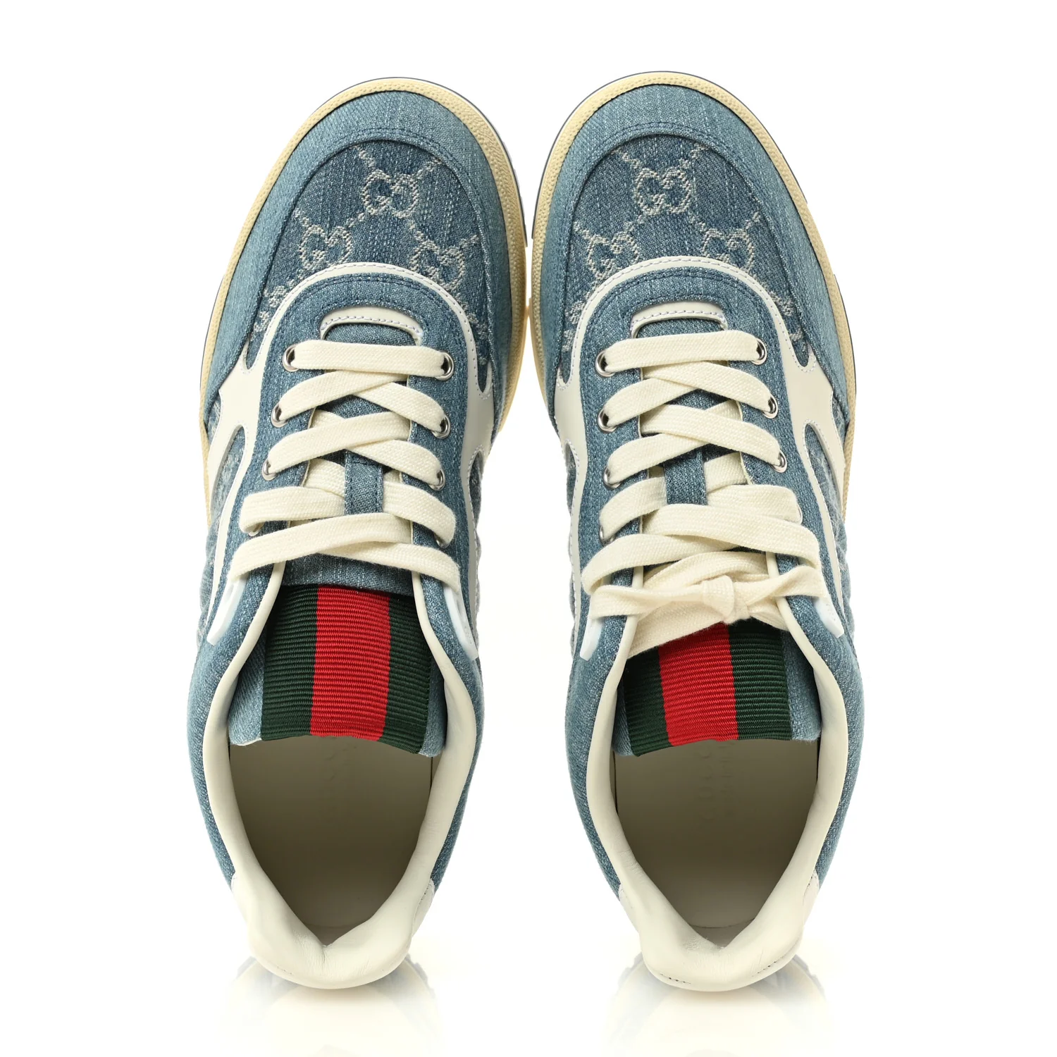 New Denim Delave GG Monogram Womens Re-Web Sneakers 40 Light Blue Royale - Image 2