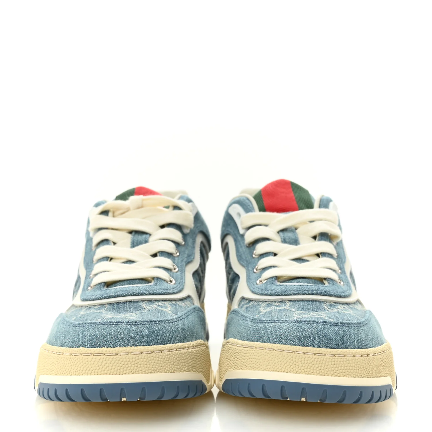 New Denim Delave GG Monogram Womens Re-Web Sneakers 40 Light Blue Royale - Image 3
