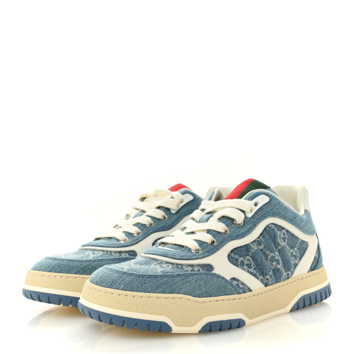 New Denim Delave GG Monogram Womens Re-Web Sneakers 40 Light Blue Royale - Image 4