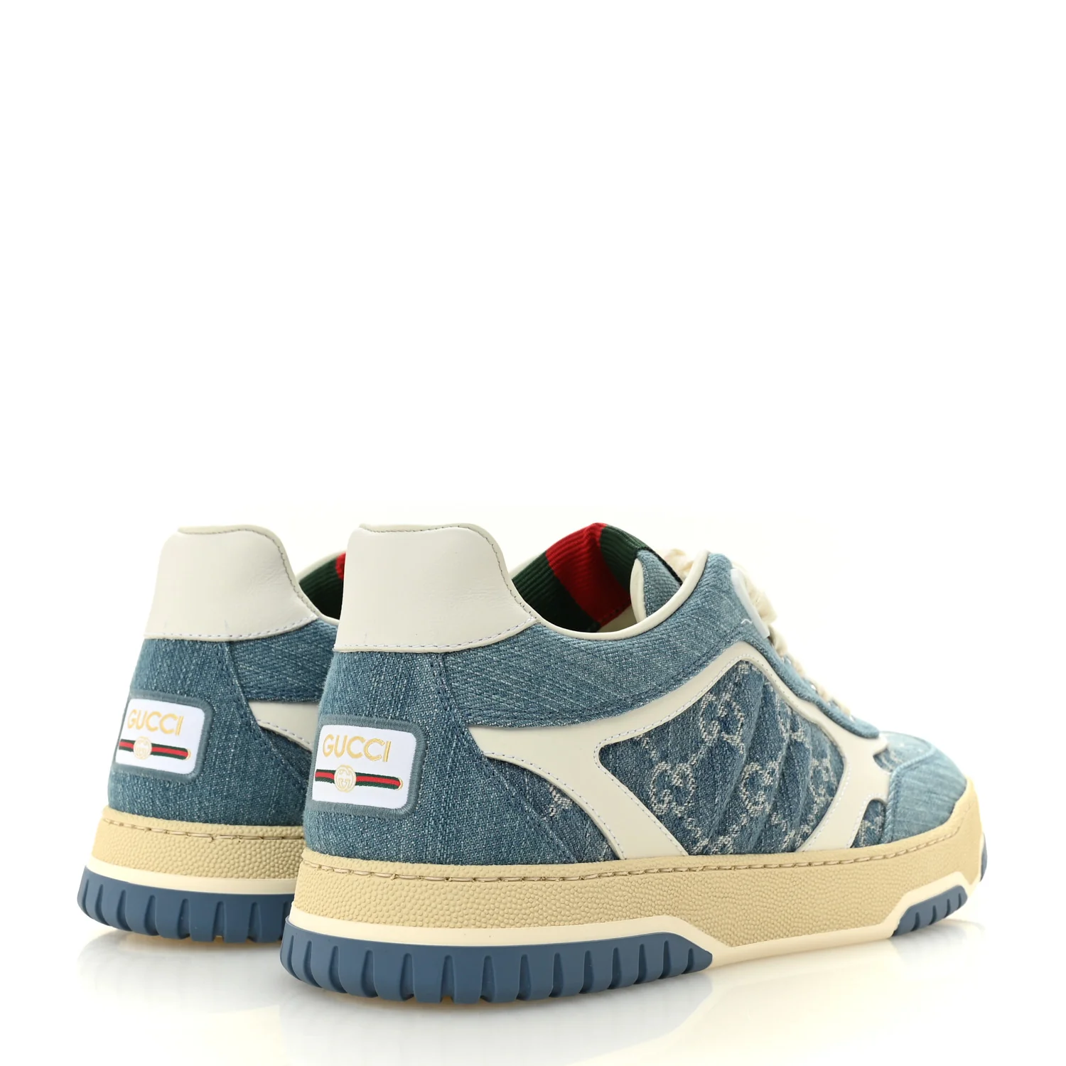 New Denim Delave GG Monogram Womens Re-Web Sneakers 40 Light Blue Royale - Image 5