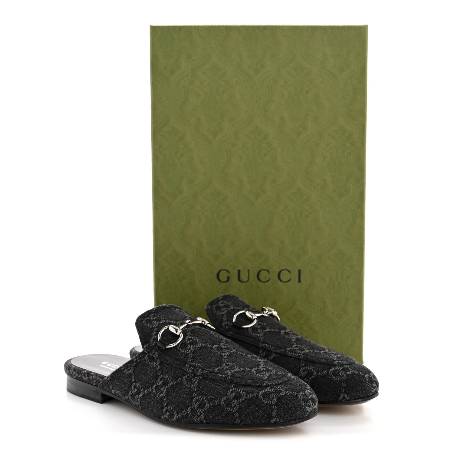 New Denim GG Malaga Kid Womens Princetown Slippers 36 Grey Black - Image 10