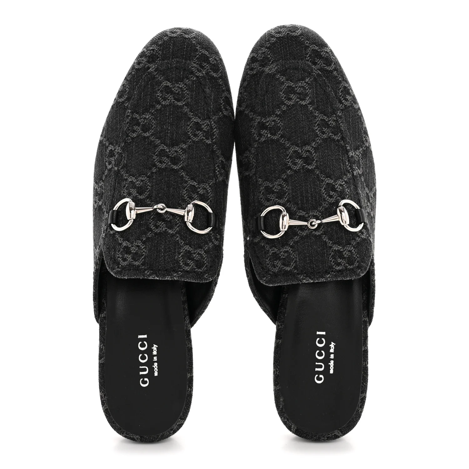 New Denim GG Malaga Kid Womens Princetown Slippers 36 Grey Black - Image 2