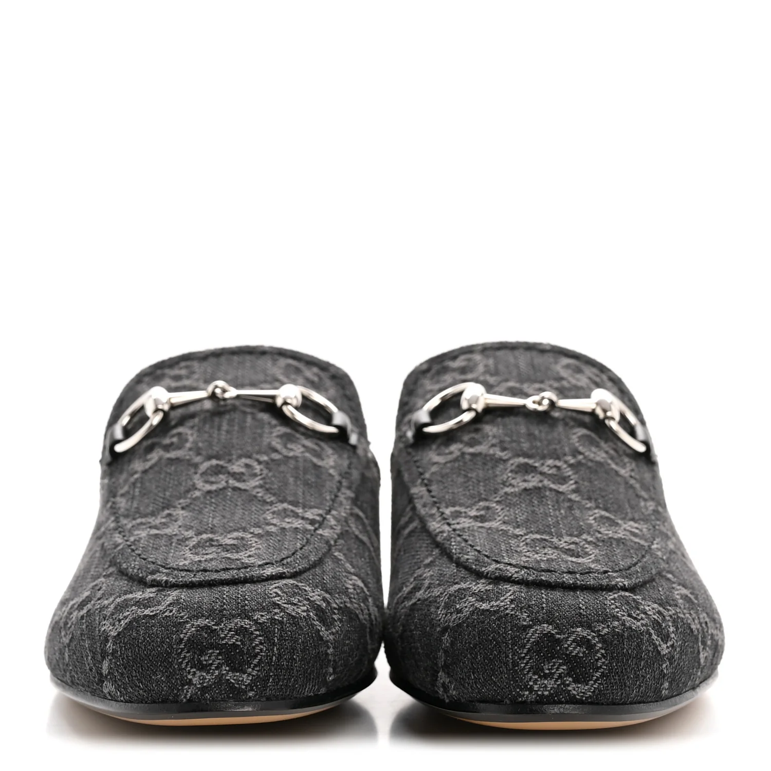 New Denim GG Malaga Kid Womens Princetown Slippers 36 Grey Black - Image 3