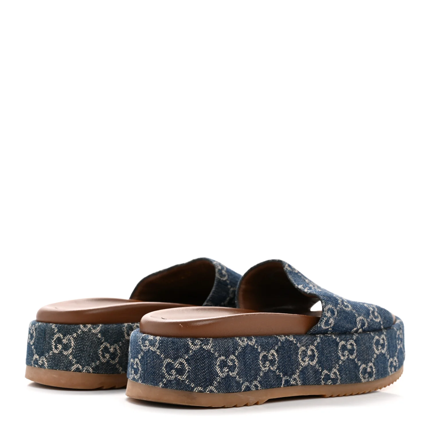 New Denim GG Monogram Angelina Platform 55mm Slide Sandals 37 Blue Tea - Image 5