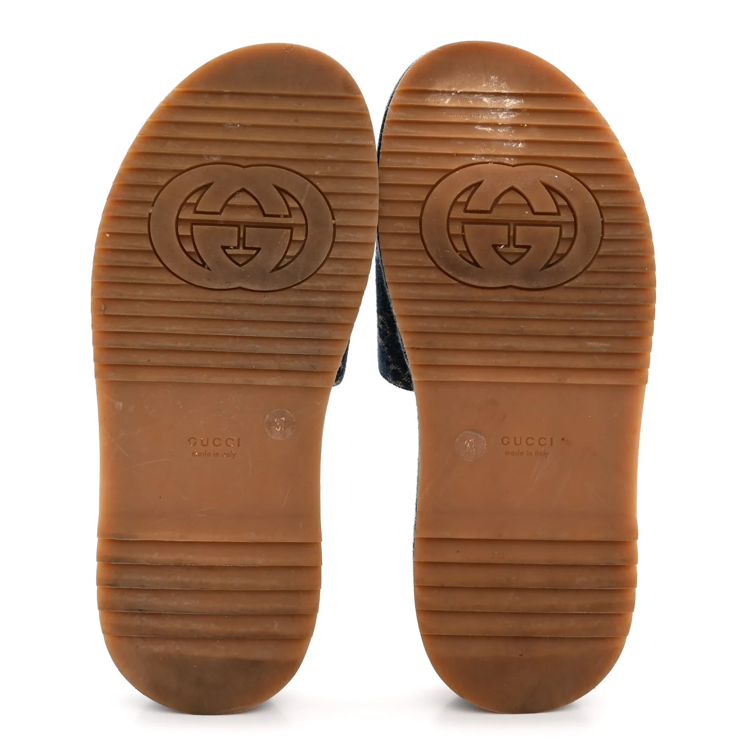 New Denim GG Monogram Angelina Platform 55mm Slide Sandals 37 Blue Tea - Image 6