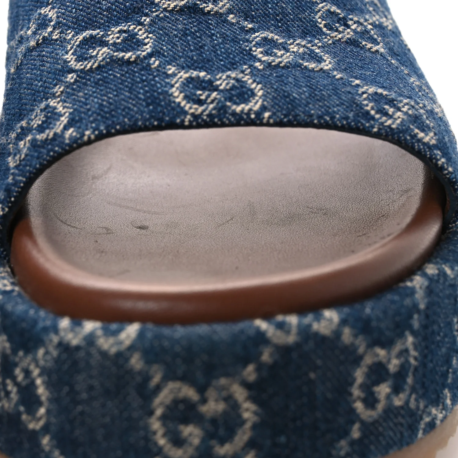 New Denim GG Monogram Angelina Platform 55mm Slide Sandals 39.5 Blue Tea - Image 11