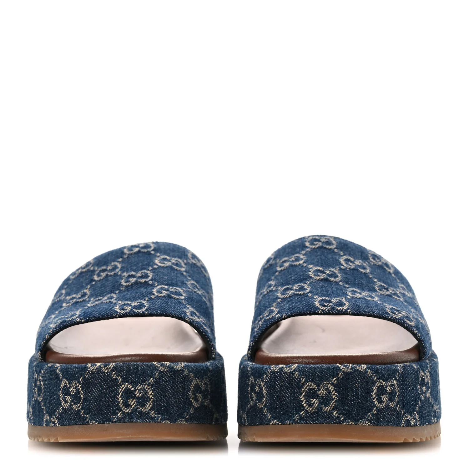 New Denim GG Monogram Angelina Platform 55mm Slide Sandals 39.5 Blue Tea - Image 3