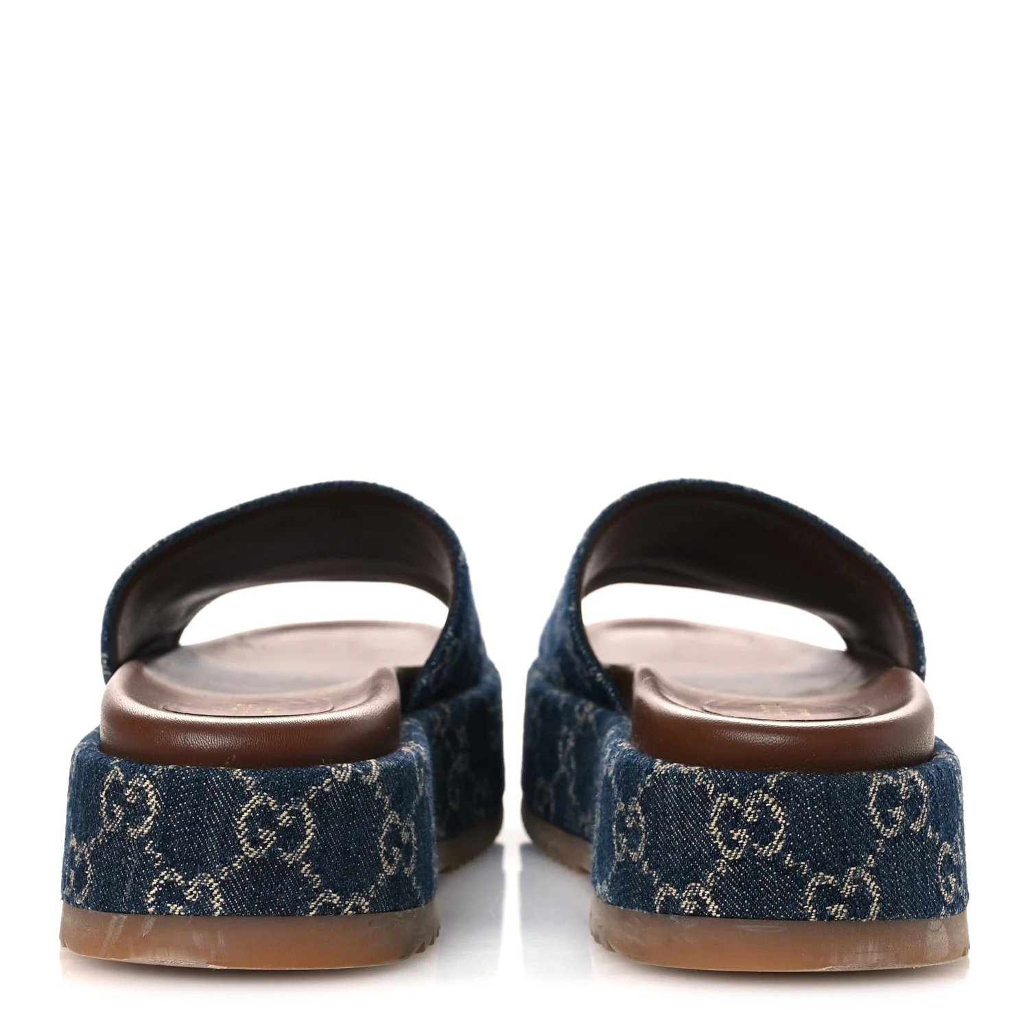 New Denim GG Monogram Angelina Platform 55mm Slide Sandals 39.5 Blue Tea - Image 6