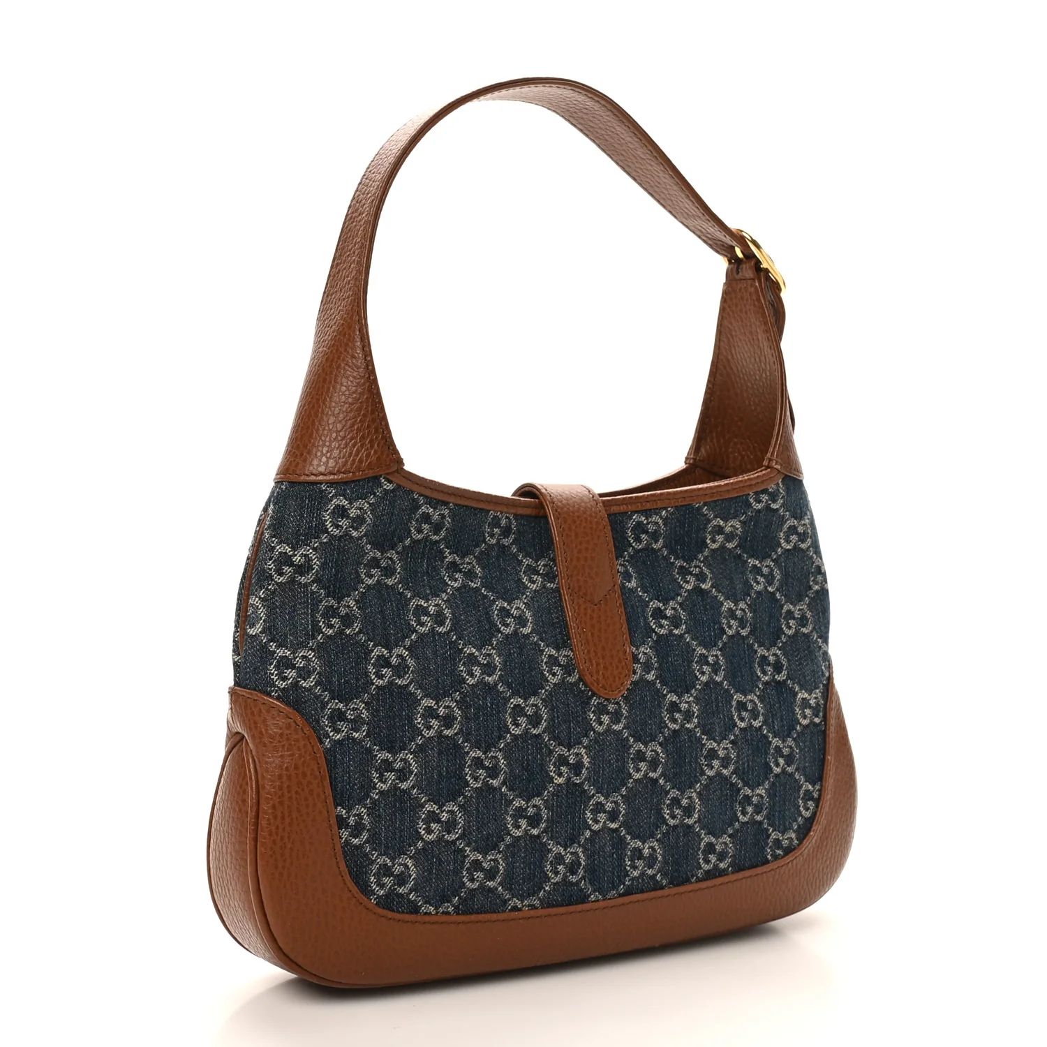New Denim GG Monogram Calfskin Small Jackie 1961 Hobo Blue Tea Cuir - Image 2