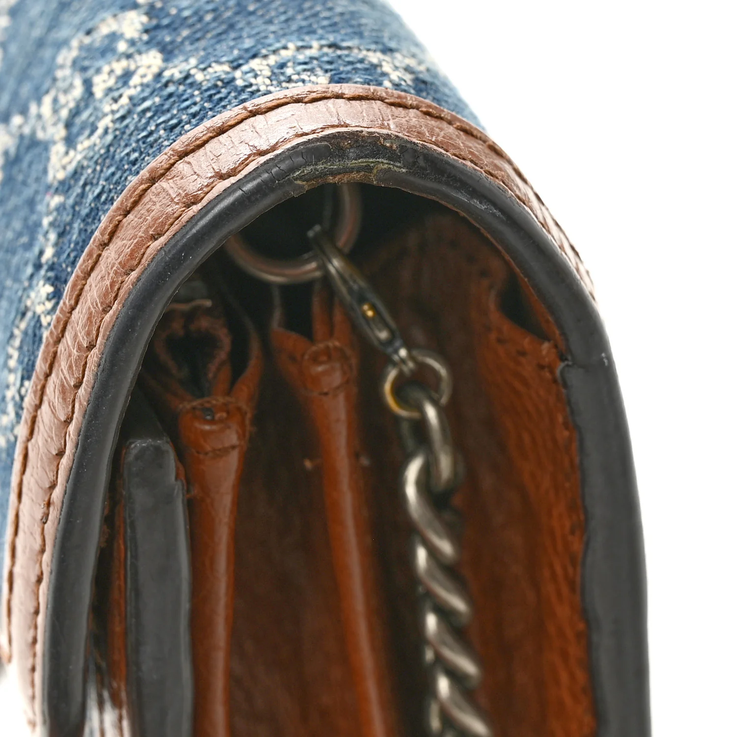 New Denim GG Monogram Dollar Calfskin Enamel Mini Dionysus Chain Wallet Blue Tea Cuir Epilog Electric Blue - Image 11