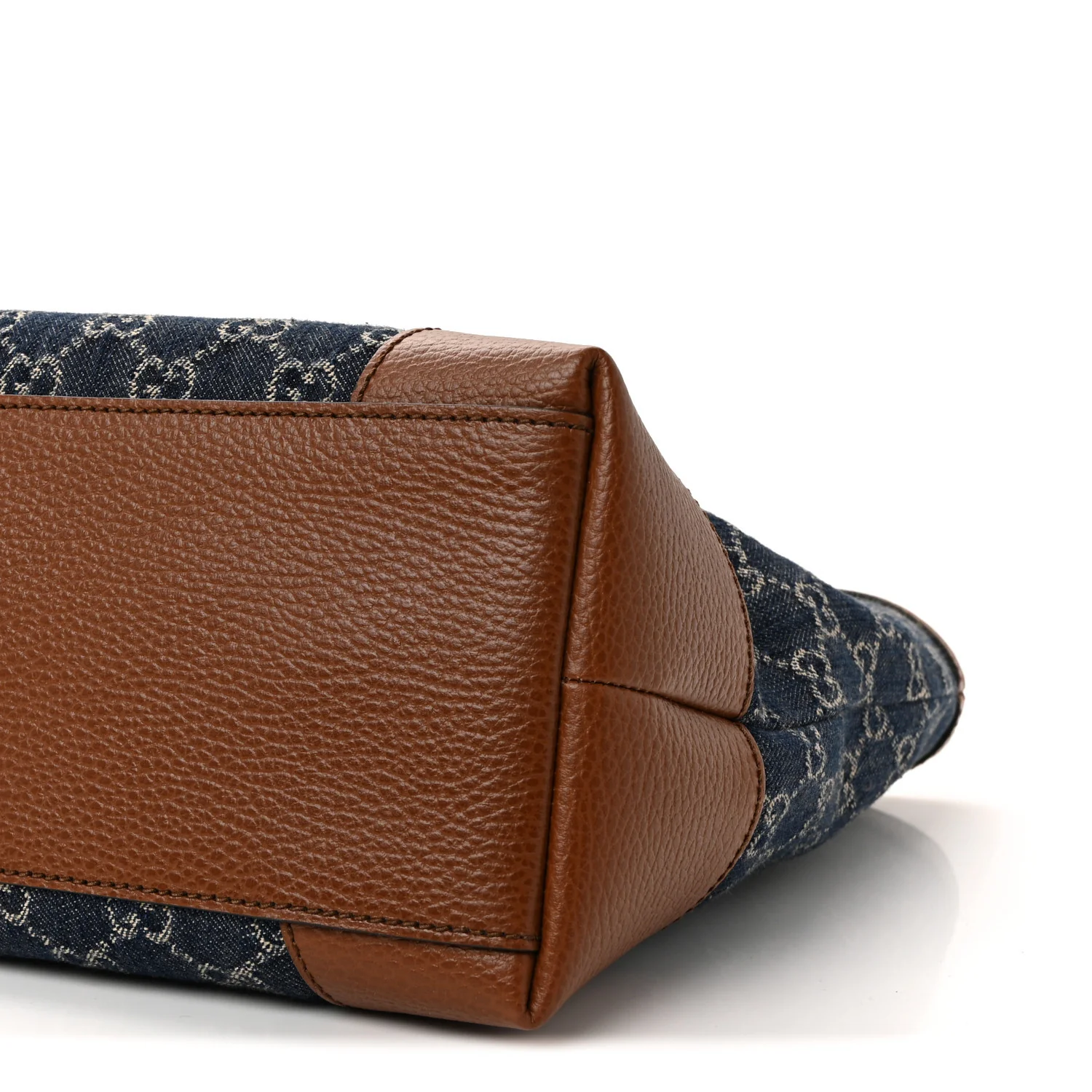 New Denim GG Monogram Medium Ophidia Shopping Tote Blue Tea Cuir - Image 10