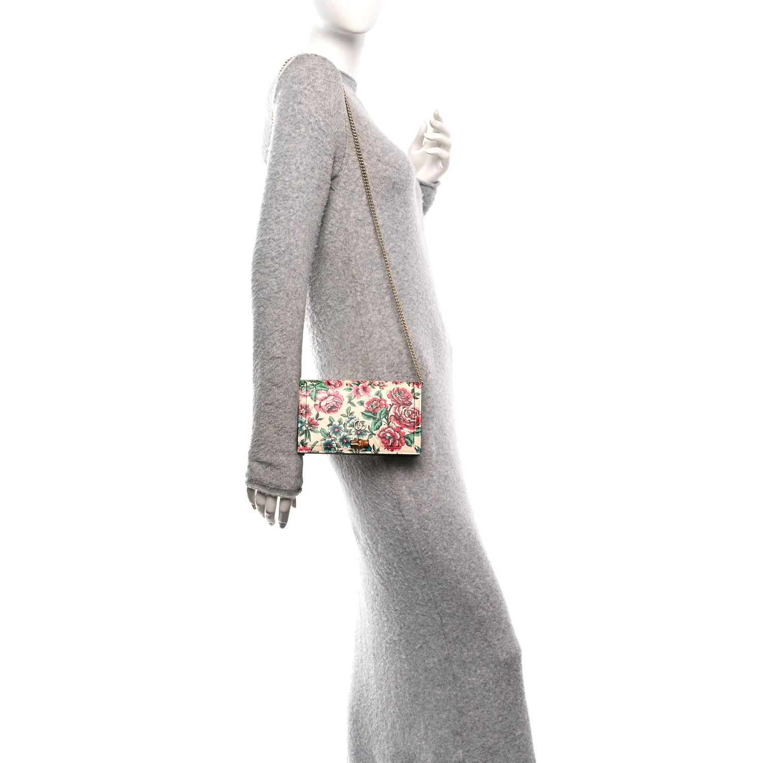New Shangai Calfskin Floral Print Mini Diana Chain Bag Multicolor - Image 3