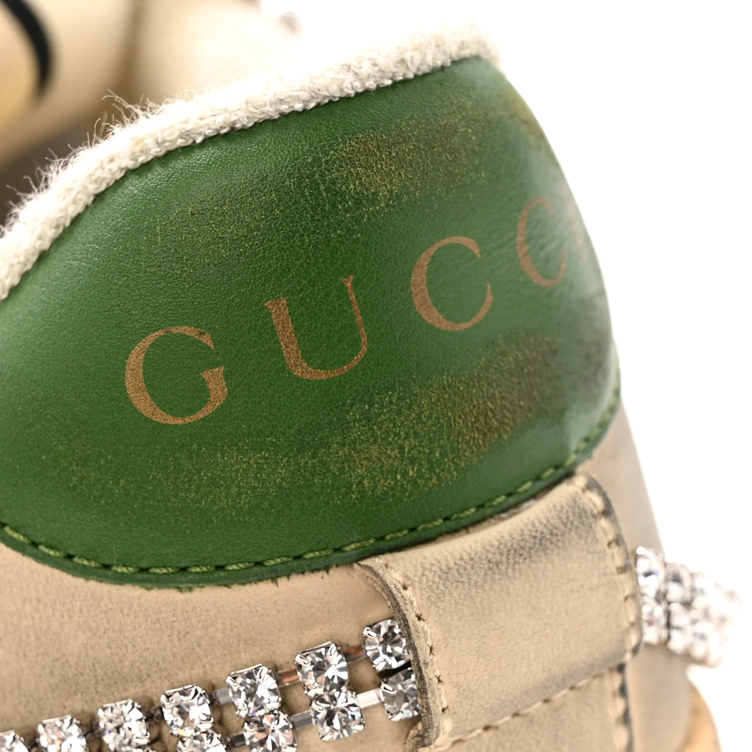 Nubuck Calfskin Web Removable Crystals Mens Screener Sneakers 7 Dusty Milk New Mystic White - Image 12