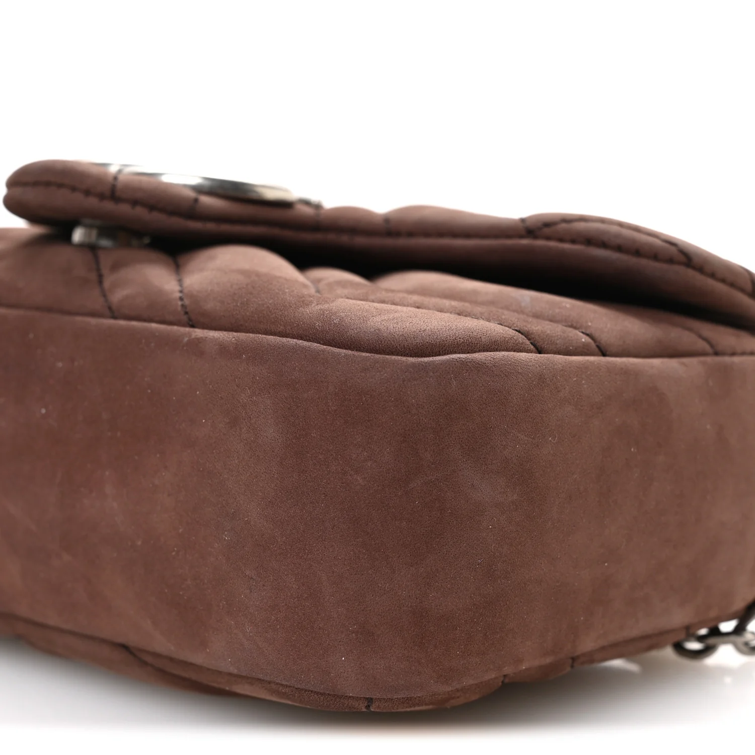 Nubuck Matelasse Mini GG Marmont Shoulder Bag Dark Brown - Image 10