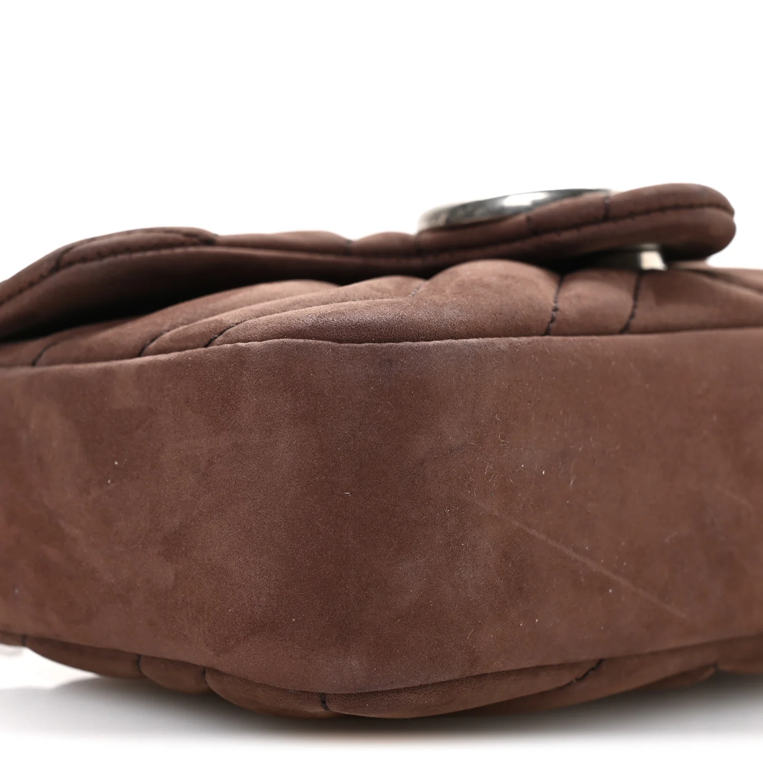 Nubuck Matelasse Mini GG Marmont Shoulder Bag Dark Brown - Image 9